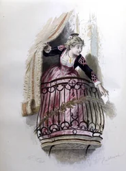 Rosine, personagem do barbeiro de Sevilha de Beaumarchais (1732 - 1799), criada em 1773. Ilustração de Emile Bayard.