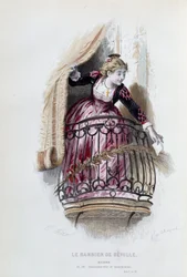 Rosine em "O Barbeiro de Sevilha" de Pierre Augustin Caron de Beaumarchais (1732-1799), desenhos de Emile Bayard (1837-1891)