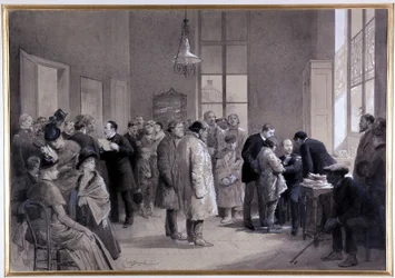 Cenas de inoculação no laboratório da Escola Normal em 1886 (desenho)