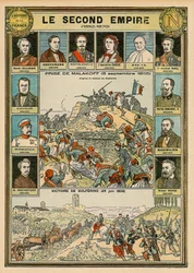 Segundo Império 1852 a 1870 - captura de Malakoff 8 de Setembro de 1855 - vitória de Solferino 24 de Junho de 1859 - Emile Ollivier, Barão Haussmann, Napoleão III, Imperador Eugenia, Papa Pio 9, Marechal Niel, Victor Emmanuel (Victor Emmanuel) (Vittorio Em