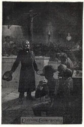 O caso Champmathieu: Monsieur Madeleine revela a sua verdadeira identidade no julgamento de um homem pobre, Champmathieu, seu sósia, para evitar que seja condenado em seu lugar: «Sou Jean Valjean» - Ilustração de Emile Bayard (1837-1891) para «Os