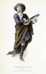 o Conde Almavira em "Le barbier de Sevilha" em "Oeuvres completes de Beaumarchais", ed. Laplace Sanchez & cie, Paris