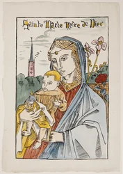 Santa Maria Mãe de Deus com um lírio