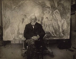 Paul Cézanne no seu estúdio em Les Lauves, 1904.