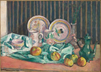 Natureza morta com maçãs e pratos de frutas, c.1906