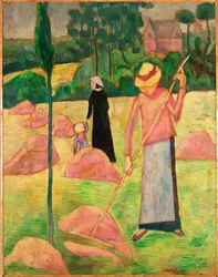 Mulher com ancinho ... (óleo sobre tela)