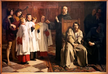 Emile Wauters. Hugo van der Goes no Claustro Vermelho. 1872. Óleo sobre tela. (óleo sobre tela)