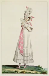 Vestido de verão, fashion plate de &39;Incrível e maravilhoso&39;, gravado por Georges Jacques Gatine (1773-1831), c.1815