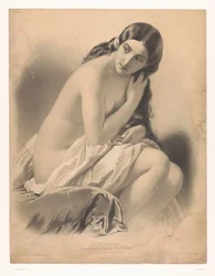 Mulher nua sentada a olhar para uma vespa
La guêpe (título sobre o objecto)
Estudos de artistas seleccionados (título da série)
Études choisies (título da série sobre o objecto)