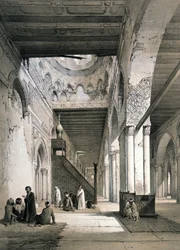Mesquita de Ahmad Ibn Tulun, Cairo: Interior da Maqsura, século IX. Século XIX (litografia de "L