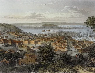 Vista de São Francisco, Califórnia, EUA. Gravura ... (gravura)