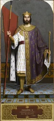 Rei Filipe II de França 1165-1223, década de 1840