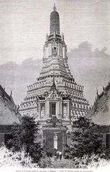 Portal do Grande Pagode Wat-Chan, Banguecoque. Desenho de Thérond.