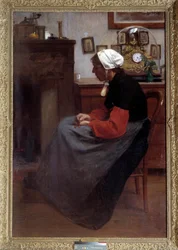 Coração simples Um velho camponês dormindo em uma cadeira em um interior rústico. Pintura de Emile Troncy (1859-1943). Paris, Palais du Luxembourg DR