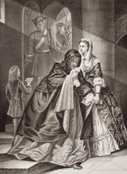 A Fuga do Senhor Nithsdale da Torre, 1716, de "Ilustrações da História Escocesa e Inglesa" Volume II (ver também 17890)