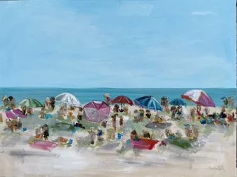 Um dia colorido na praia