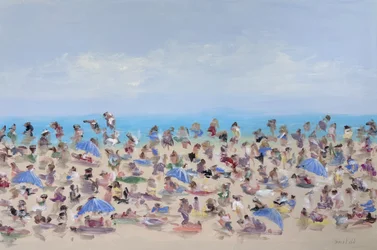 Praia lotada no verão