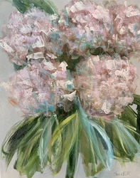 Hortênsias em tons de rosa pictóricos
