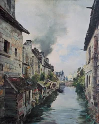 O Canal de Beaulieu, vista da ponte sobre a estrada de Loches para Beaulieu. 1891 (óleo sobre tela)