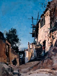 A cidade velha abaixo do cemitério, Menton, 1890