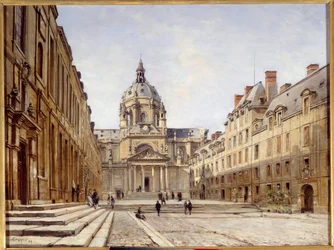 A corte da velha Sorbonne em Paris. Pintura de Emmanuel Lansyer (1835-1893)