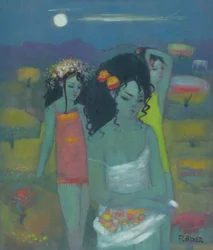 Colheita de frutas (óleo a bordo)