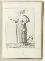 Germana (título sobre o objecto)
Mulher vestida de acordo com a moda alemã ca 1550
Diversarum gentium nostrae aetatis habitus (título da série)