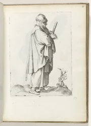 Hispana rustica mul (título sobre o objecto)
Mulher à direita, vestida com roupa espanhola ca. 1550
Diversarum gentium nostrae aetatis habitus (título da série)