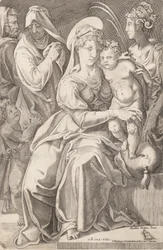 A Sagrada Família com Santa Ana e Santa Catarina, 1542, publicado 1627-50.