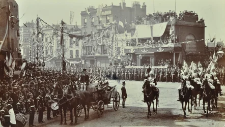Túnel Blackwall: pagentria como o Príncipe de Gales, mais tarde o Rei Eduardo VII e a Princesa Alexandria assistem à abertura cerimonial do túnel, 1897