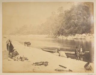 Ferry no Teesta, perto de Bheerkotee. 

Vistas de Darjeeling. 1870