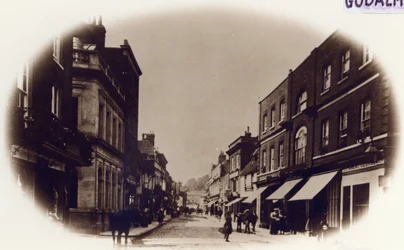 Godalming High Street, Surrey, c.1900 (foto sépia)