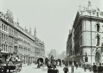 Viaduto de Holborn, olhando para o leste, cidade de Londres, 1875