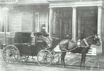 Táxi puxado por cavalos, 1890