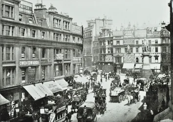 King William Street, olhando para o norte, cidade de Londres, 1895