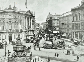 Pavilhão de Londres, Piccadilly Circus, Westminster LB: olhando para o leste, 1896