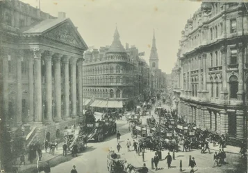 Mappin e Webb, Cheapside, da Mansion House olhando para o oeste, cidade de Londres, 1890