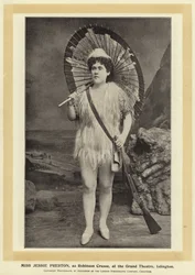 Miss Jessie Preston, como Robinson Crusoe, no Grand Theatre, Islington
