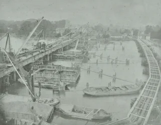 Putney Bridge: fundação de escavação para nova ponte, 1883