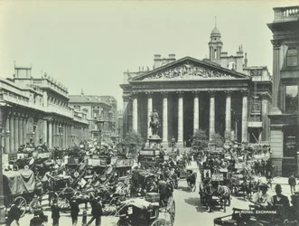 Royal Exchange, Threadneedle Street, cidade de Londres, 1890