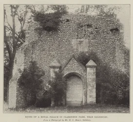 Ruínas de um palácio real em Clarendon Park, perto de Salisbury