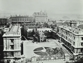St Thomas Hospital: vista elevada do exterior, 1862