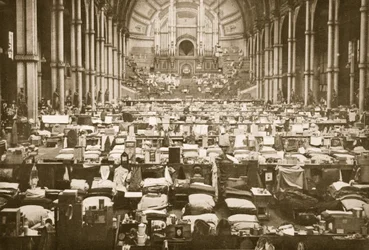 O Sleeping Hall, Alexandra Palace, ilustração de prisioneiros alemães na Grã-Bretanha (photogravura)