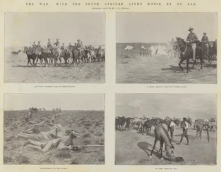 A guerra, com o cavalo leve sul-africano em De Aar