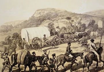 Um comboio de vagões, de cenas em Kafirland e incidentes na guerra do Kafir de 1851-53