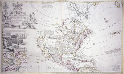 Um mapa de página dupla da América do Norte, c.1708-20