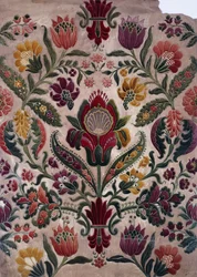 Um desenho animado colorido de tapeçaria, seda ou papel de parede, c.1830-40