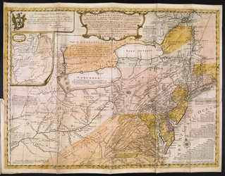 Um Mapa Geral das Colónias Britânicas Médias na América; viz. Virginia, Mariland, Delaware, Pensilvania, New-Jersey, New-York, Connecticut, e Rhode Island: de Aquanishuonîgy, o País dos Índios Confederados . . . dos lagos Erie, Ontário e Ch