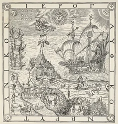 Um hieróglifo da Grã-Bretanha, frontispício para memoriais gerais e raros pertencentes à arte perfeita de navegação por John Dee (1527-1609), 1577