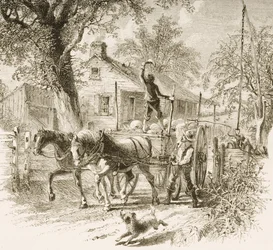 A Homestead em Kansas, da &39;American Pictures&39;, publicado pela The Religious Tract Society, 1876